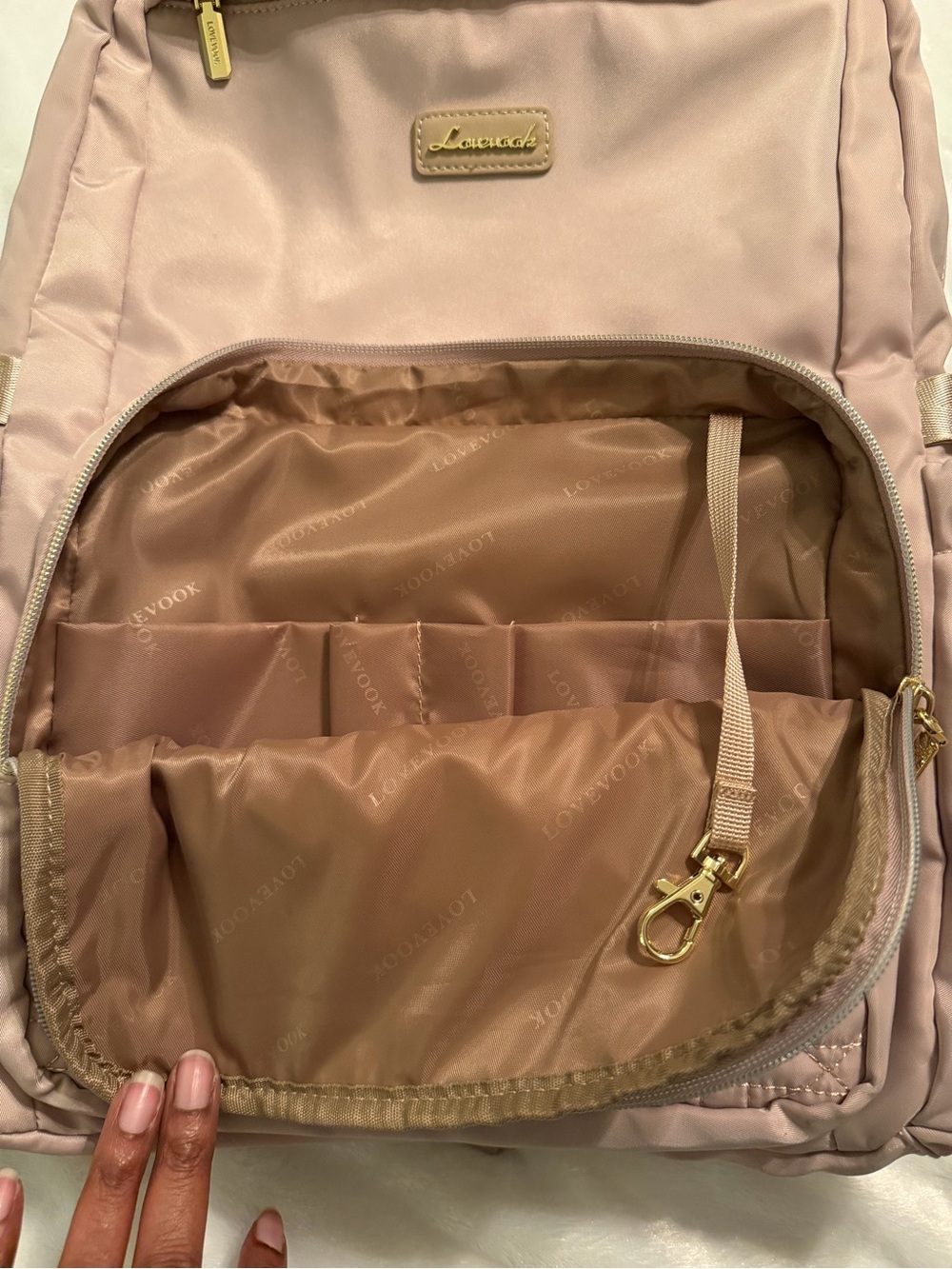 Loucci Beige Quilted Front Backpack for Women - Picture 5 of 16